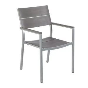 BRISBANE FUREMA Armlehnstuhl, Stone Grey / Aluminium