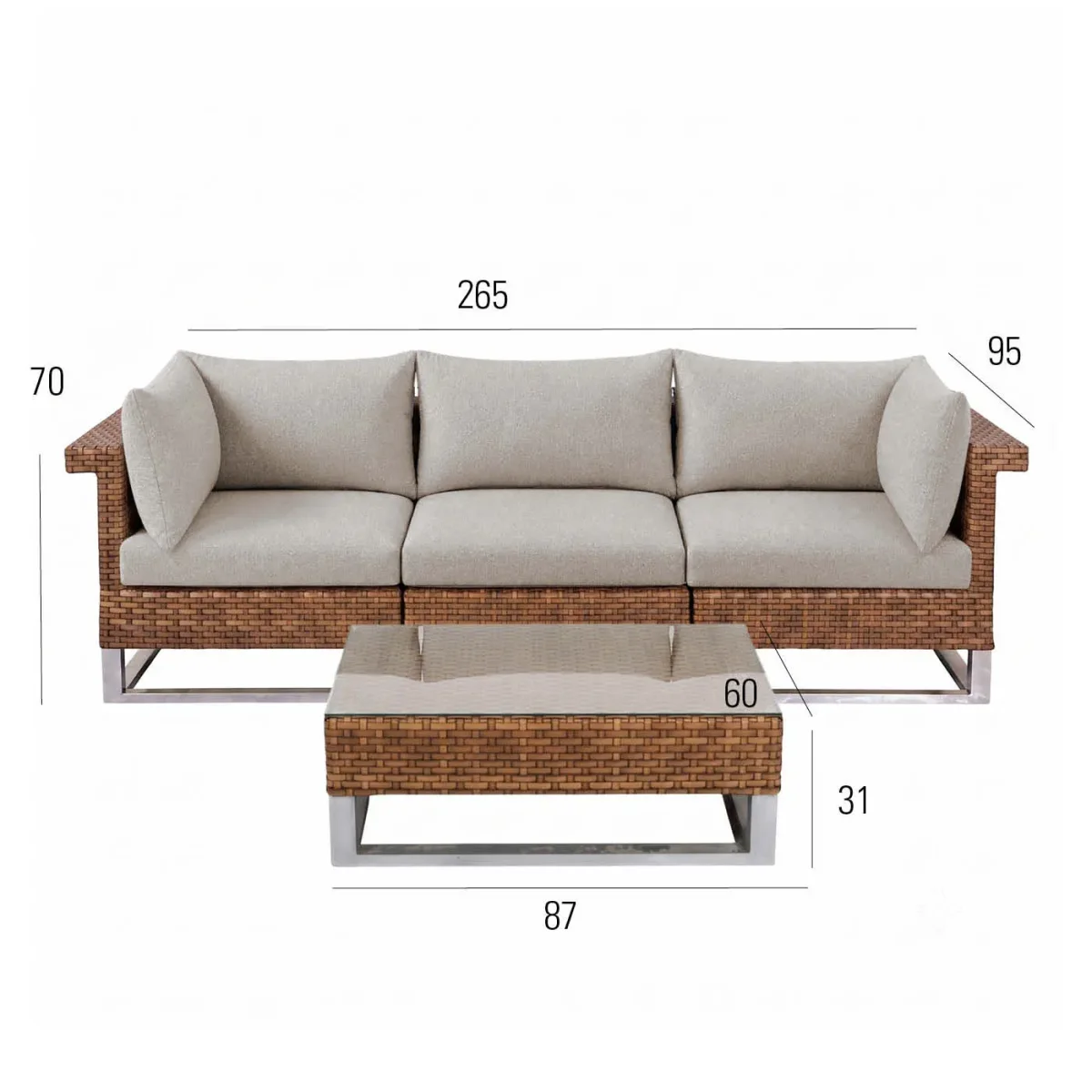MADRIGAL Lounge 3-Sitzer-Sofa mit Beistelltisch – inkl. Polster (5 Farben) – Bild 5