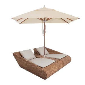 MADRIGAL RELAX Lounge-Set mit Mittelkonsole und Schirm, Tobacco – Kissen optional (versch. Farben)