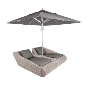 MADRIGAL RELAX Lounge-Set mit Mittelkonsole und Schirm, Twist Oyster – Kissen optional (versch. Farben)